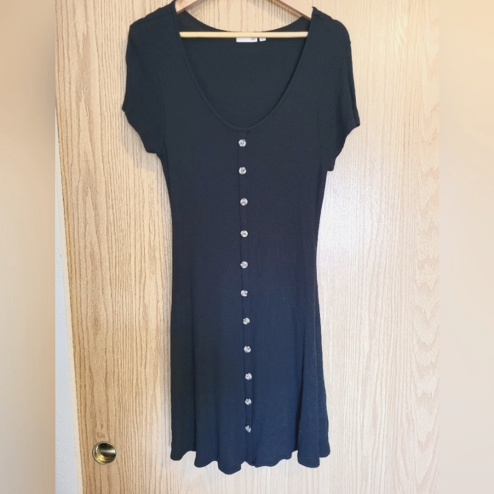SO WOMEN'S BLACK BUTTON EMBELLISHED DRESS. XXL